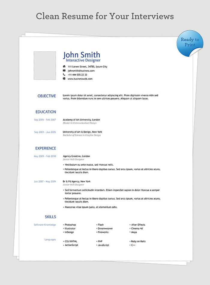 Clean Resume Template (view source)