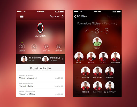 Football App Designs