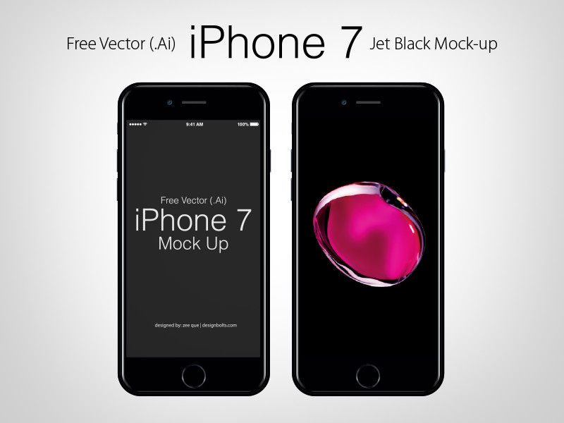 Free Vector Apple iPhone 7 Jet Black Mock Up In Ai & Eps by Designbolts Free Vector Apple iPhone 7 Jet Black Mock Up In Ai & Eps by Designbolts