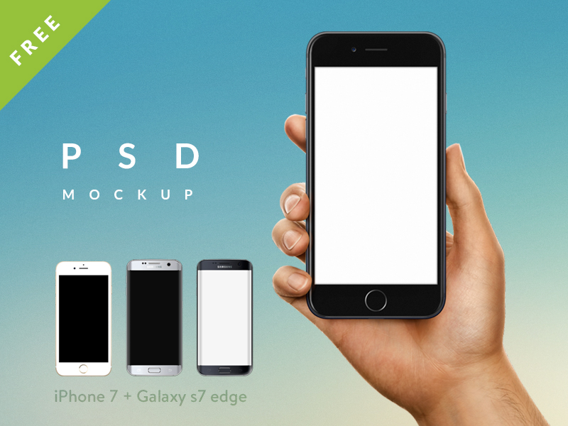 iPhone 7 / Galaxy s7 edge in Male / Female Hand PSD mockup by Tanya Mau iPhone 7 / Galaxy s7 edge in Male / Female Hand PSD mockup by Tanya Mau