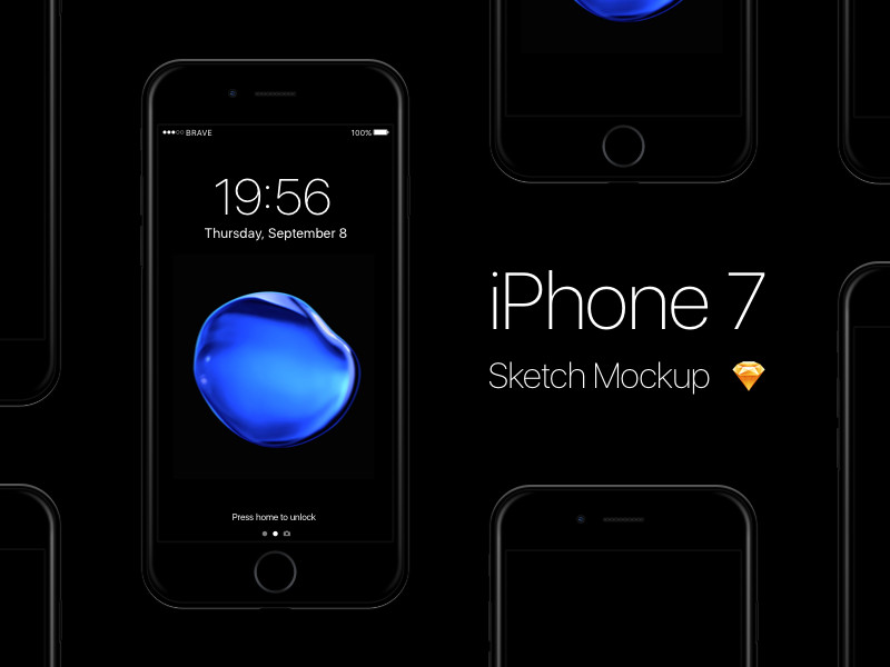 Free iPhone 7 - Jet Black Sketch Mockup by Pontus Börjesson Free iPhone 7 - Jet Black Sketch Mockup by Pontus Börjesson
