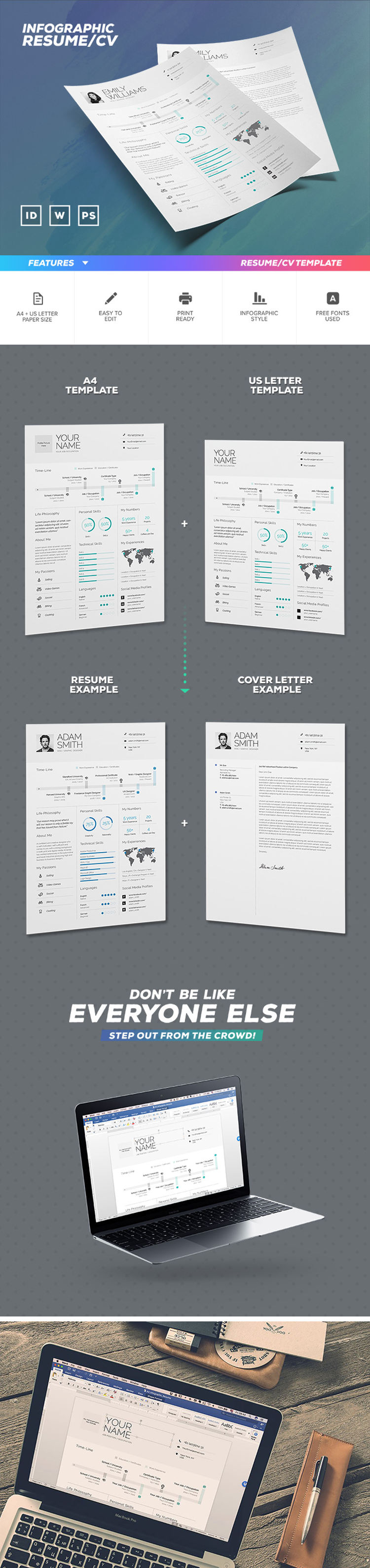 Infographic Resume Template (INDD, IDML, PSD, DOCX, PDF ...