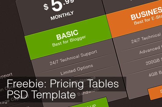 Free Download Pricing Tables