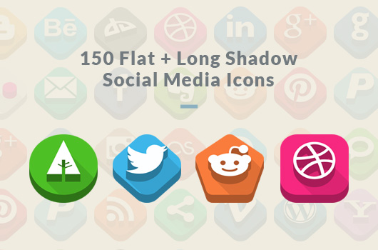 Introduce 3D Social Icons – Flat + Long Shadow Icon Set