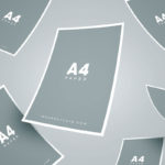 Free Floating A4 Paper Mockup (4 Scenes, PSD)
