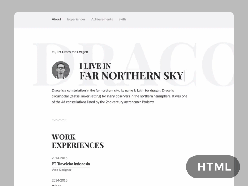 Draco – Free Online Resume Template (PSD & HTML)