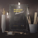 Home Vintage Mockup Scene (Front View, PSD)