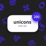 Unicons Icon Set (200 Icons, EPS, PNG, SVG, AI, SKETCH, PSD)