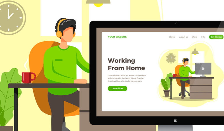 Free WFH Illustrtion Landing Page Template