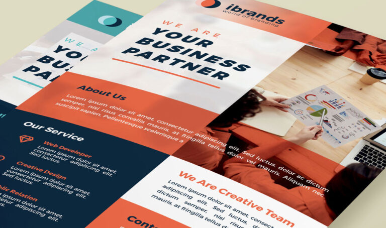 Free Business Flyer Template (2 Colors Style, PSD, PDF, EPS)