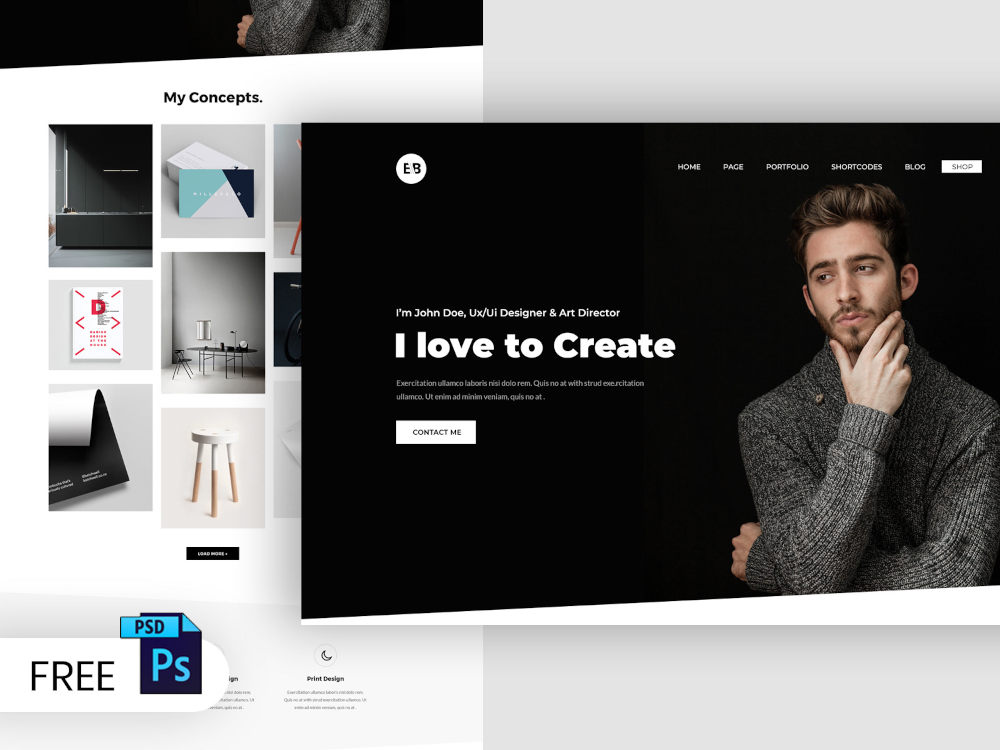 Free Portfolio Landing Page Design (PSD) – OmahPSD